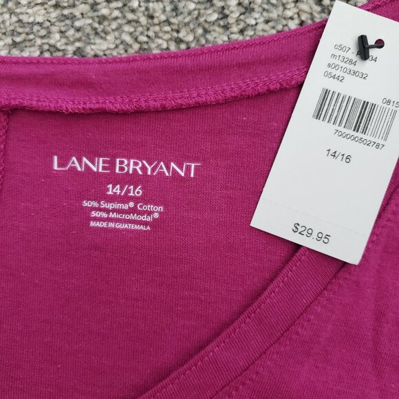 Lane Bryant Purple Long Sleeve V-neck T-Shirt New with Tag - Picture 9 of 9
